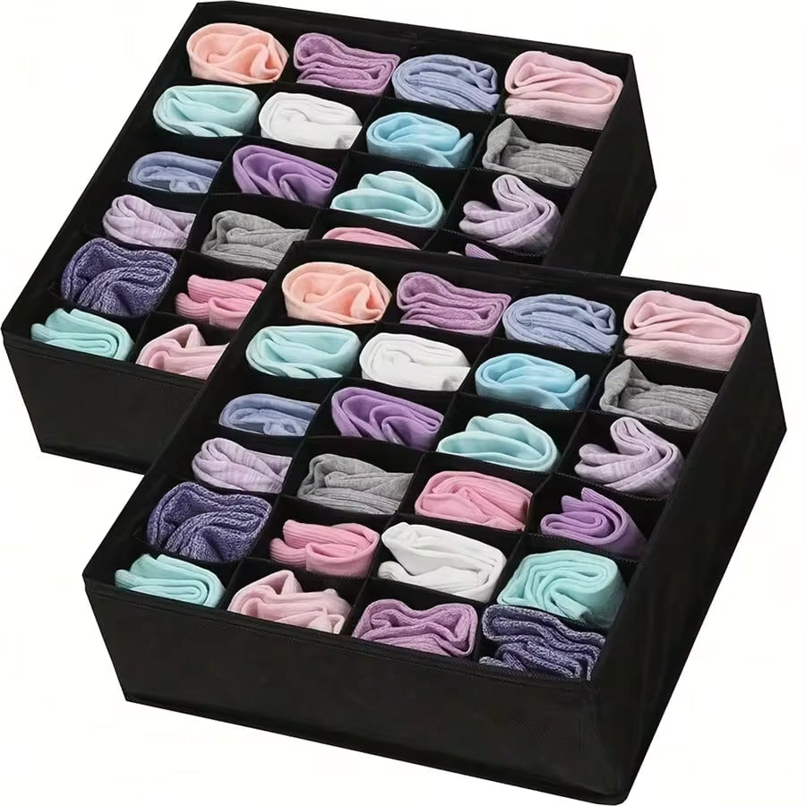 1pc Underwear & Socks Drawer Organizer Box, White, 20 Compartments Fabric Storage Box Suitable For Underwear, Socks And Clothing