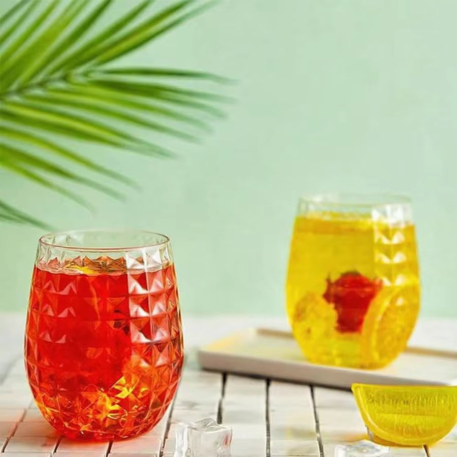 6pcs/12pcs 12OZ Sturdy Durable Reusable Transparent Pineapple Shape Plastic Water Cups For Home Dining Room, Restaurant, Outdoor, Pool, Picnic, Festival, Party Wine Glasses, Beer Glasses, Dessert Cups, Ice Cream Cups, Drink Cups, Machine Washable