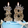 1pc Elegant Princess Bow Birthday Candle With Glittery Crown Cake Topper - Golden Number Candle Suitable For Girls Birthday, Wedding, Proposal, Christmas