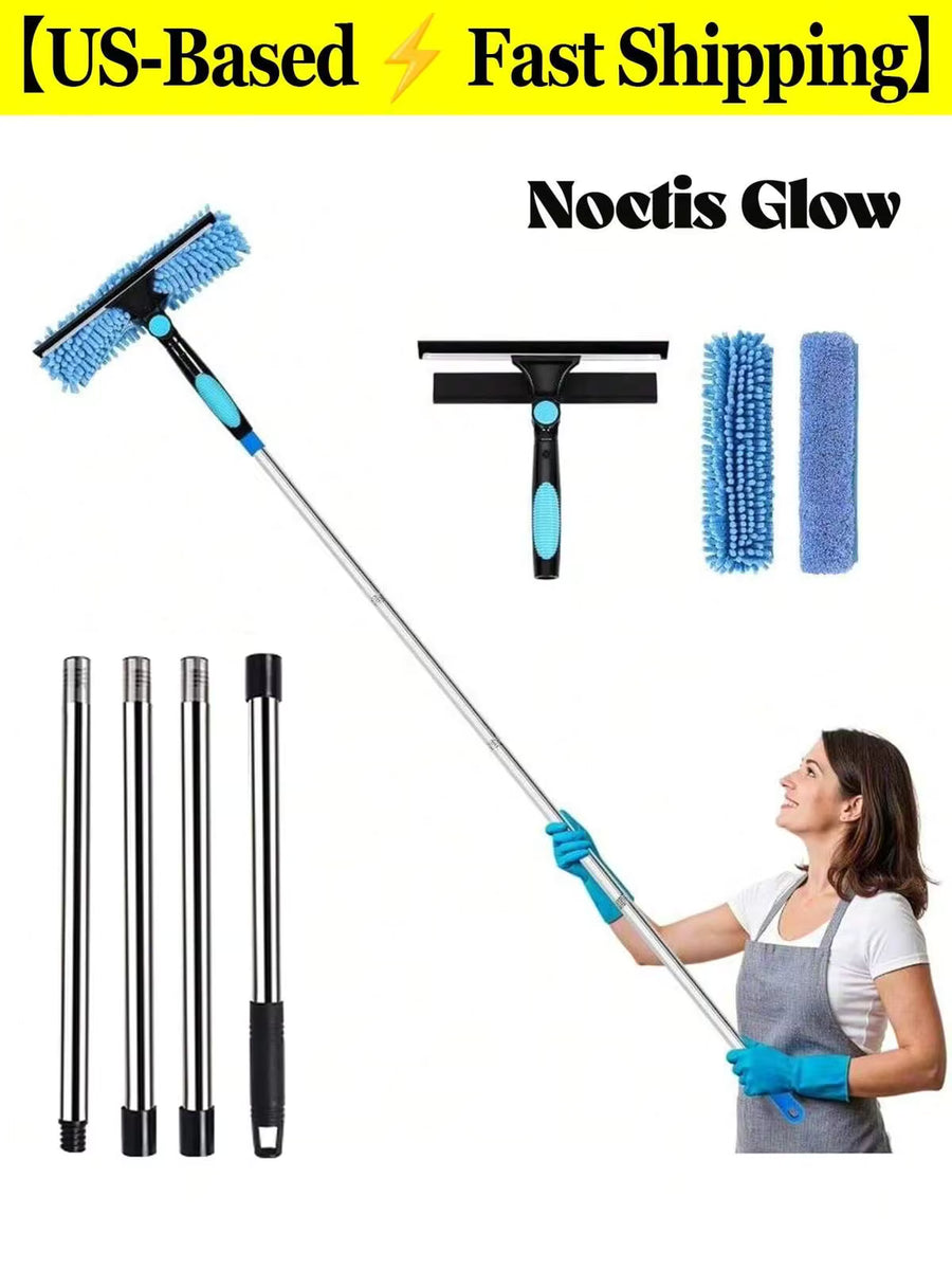 72" High Window Cleaning Squeegee Set With Extension Pole 2-In-1 High Window Cleaning Squeegee Set With 1 Rotatable Head And 2 Interchangeable Washers